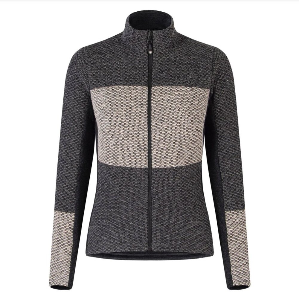 Montura Trendy Wool Jacket Med Gray Full Zip Colorblock Lined Sweater Ski Euro